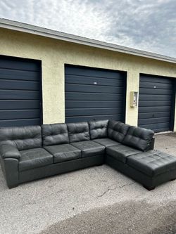 ! Can Deliver ! Faux Leather L-Shape Sectional