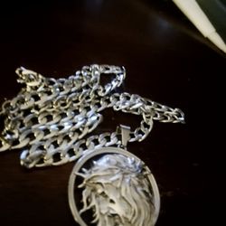 Religious Christ Head Charm With Matching Chain 