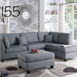 Gorgeous Gray Colored 3 Piece Sectional Set