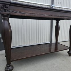 Gorgeous Solid Wood Entry Table With Glass Top