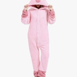 BRAND-NEW Pink Capybara Adult Onesie Costume/PJs w/Zipper, Pockets, 3D Hoodie/Tail (M)