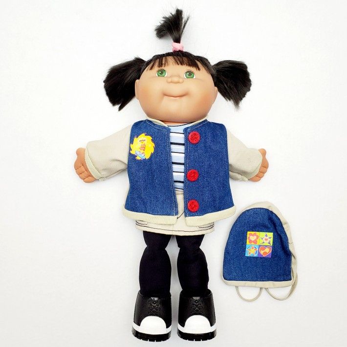CABBAGE PATCH KIDS Vintage Doll Figure Outfit Green Eyes Brown Hair 1995 Mattel