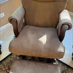 Brown Glider Chair With Ottoman