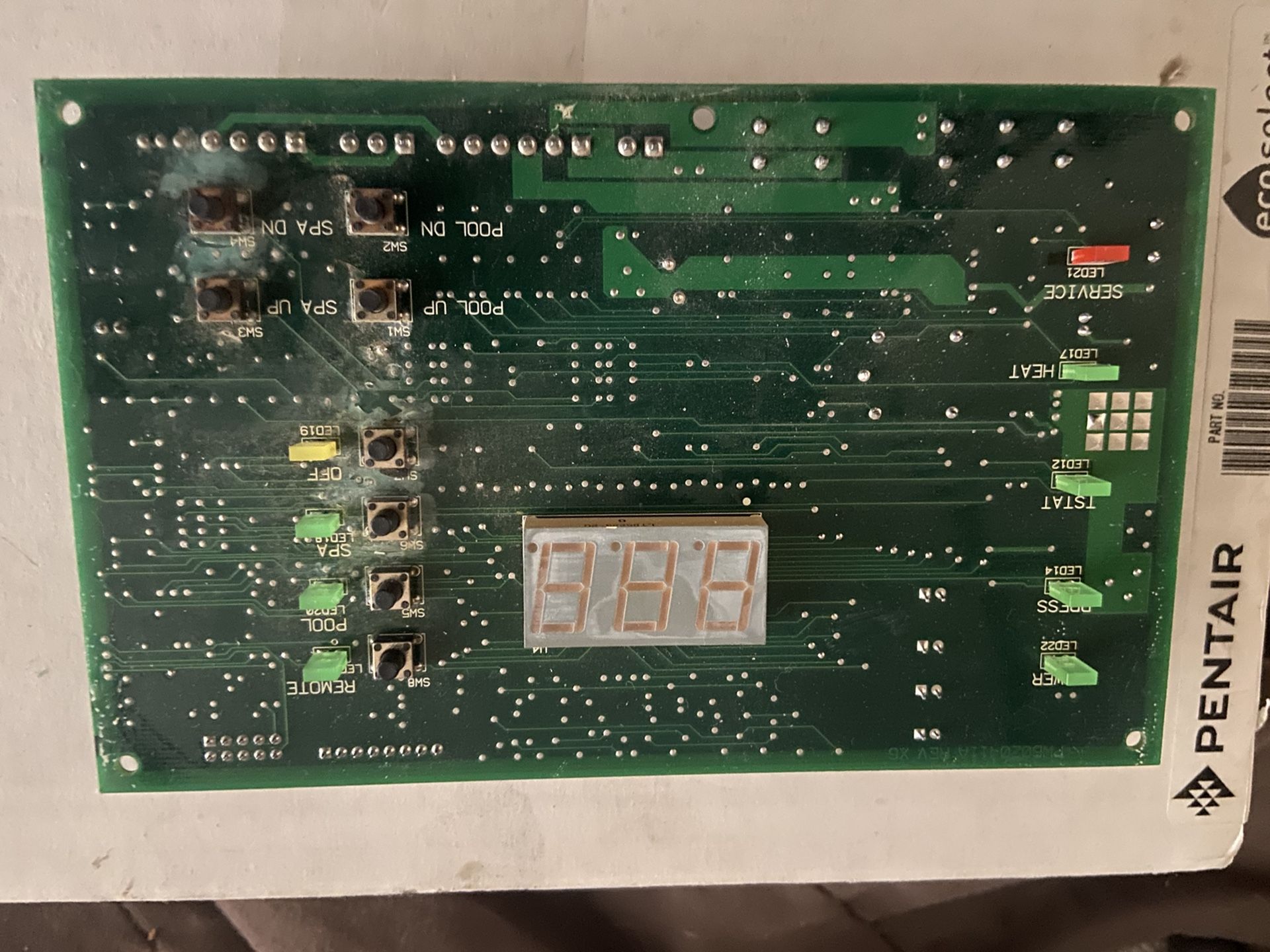 Pentair Mini Max NT Circuit Board DDTC Digital Control