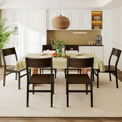 Dining Chairs Set of 6, Dining Room Chairs with MDF Board & Metal Frame, Perfect for Small Space, Easy Clean,Espresso
