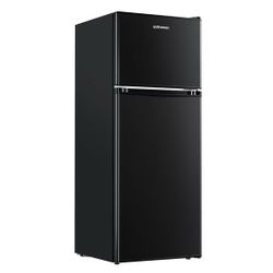 Upstreman 4.0 Cu.Ft. Mini Fridge with Freezer, 2 Door Small Refrigerator with 5 Adjustable Thermostat, Compact Refrigerator for Kitchen Apartment Bedr