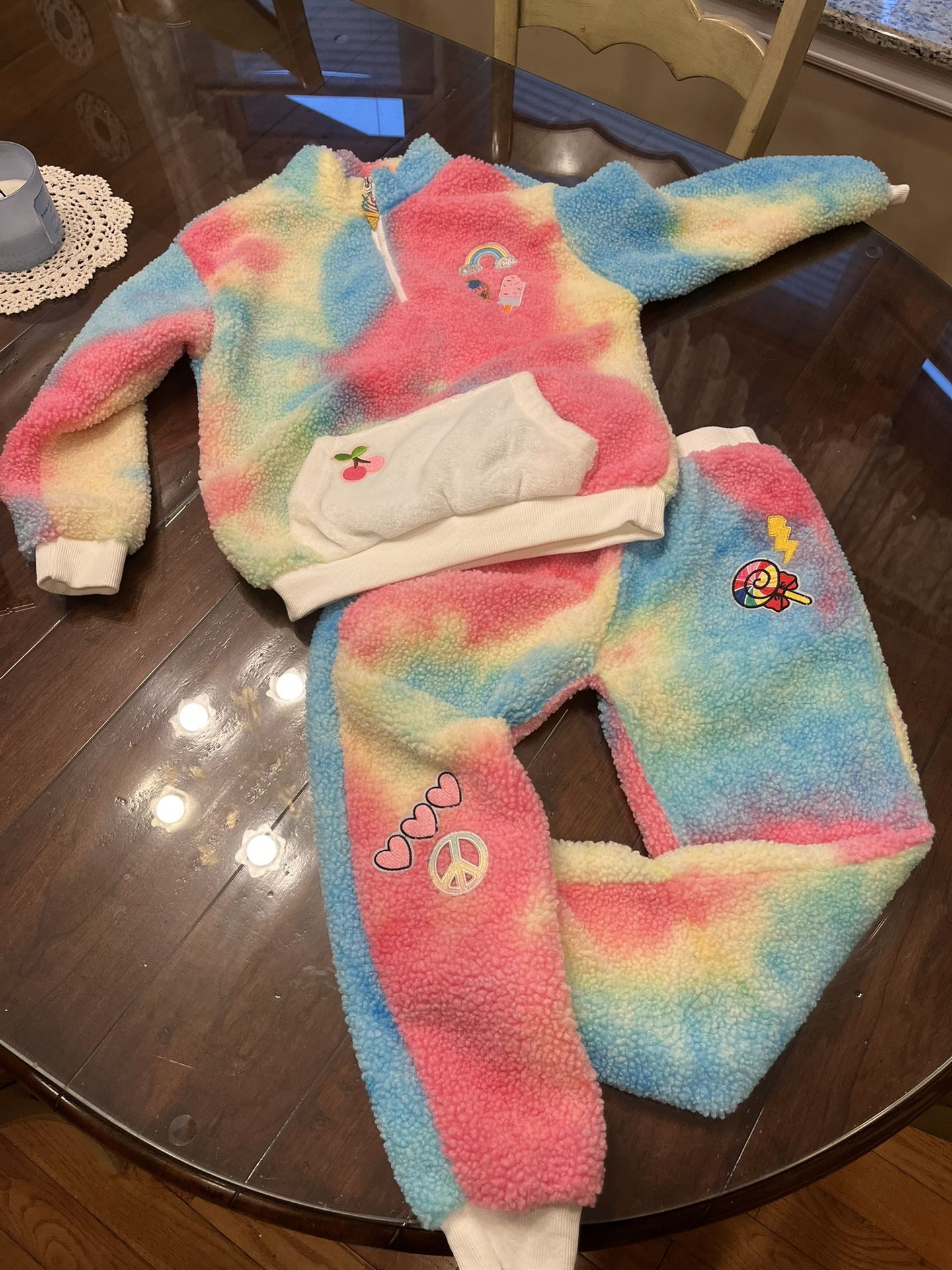 lola and the boys. fleece lined patch sweatsuit