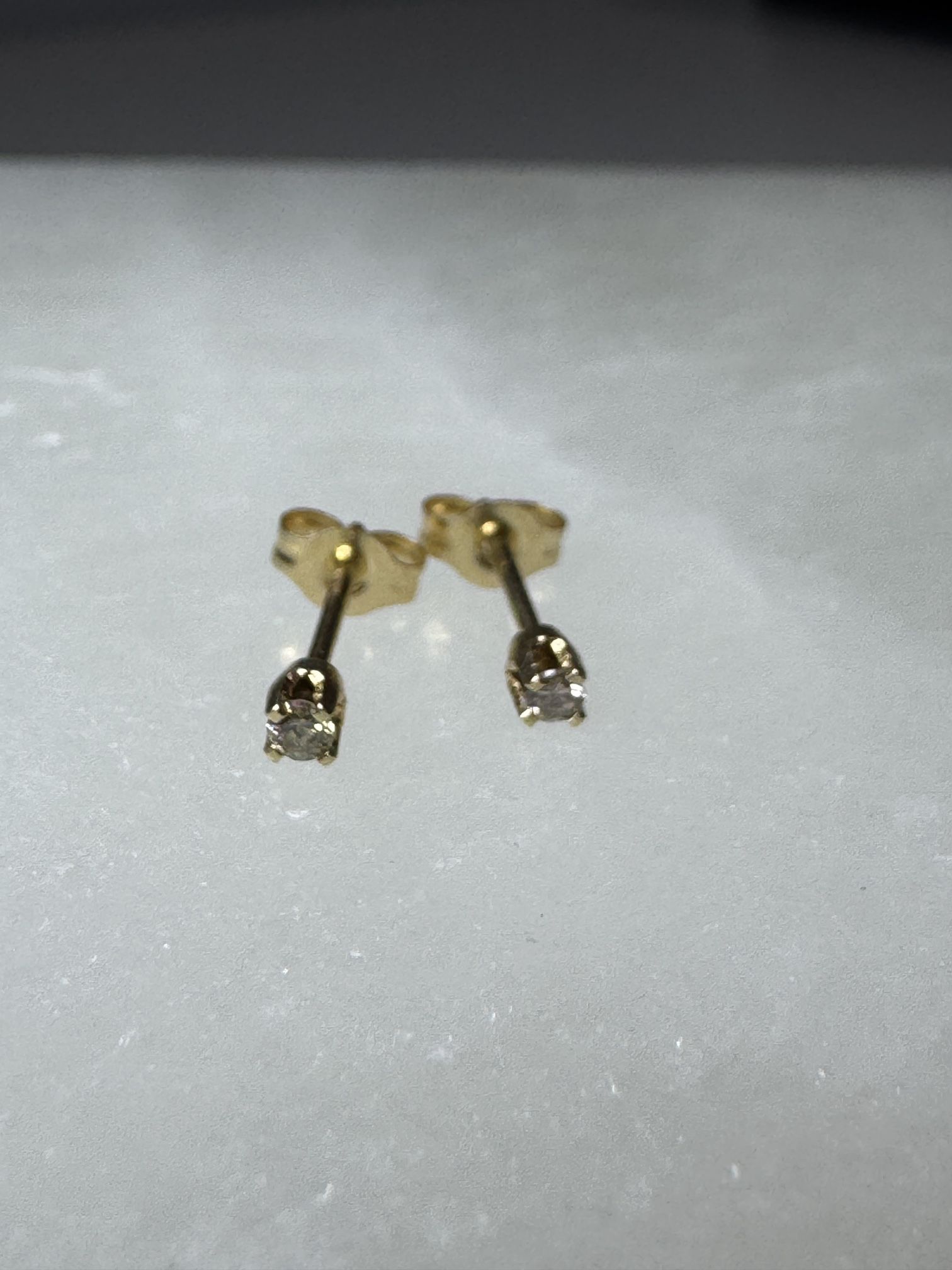 14K Solid Gold Delicate 2.2MM Diamond Chip Stud Earrings w/ Butterfly Backs