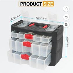 Uxcell Drawer Hardware Organizer 15.4"x8.1"x11.4" 3-Drawer 15-Compartment Tool Storage Box for Screw