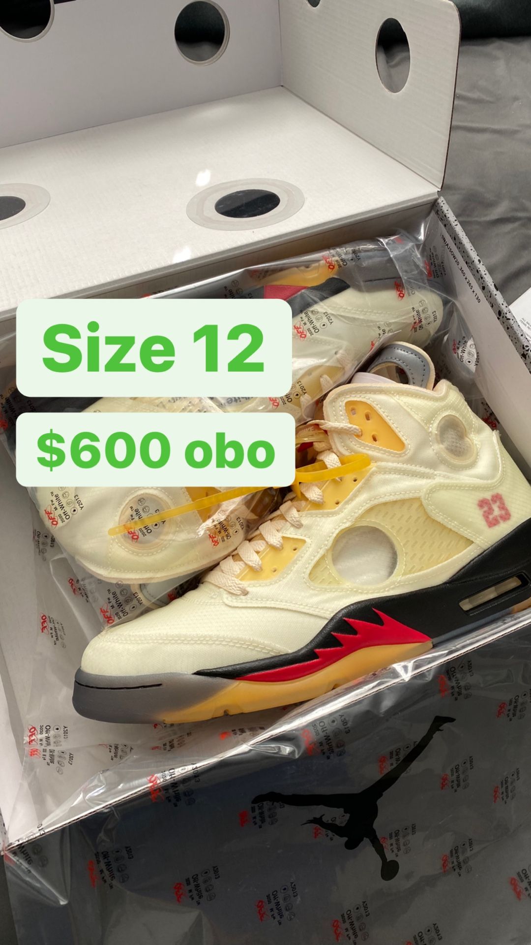 Jordan 5 Off White Sail Size 12