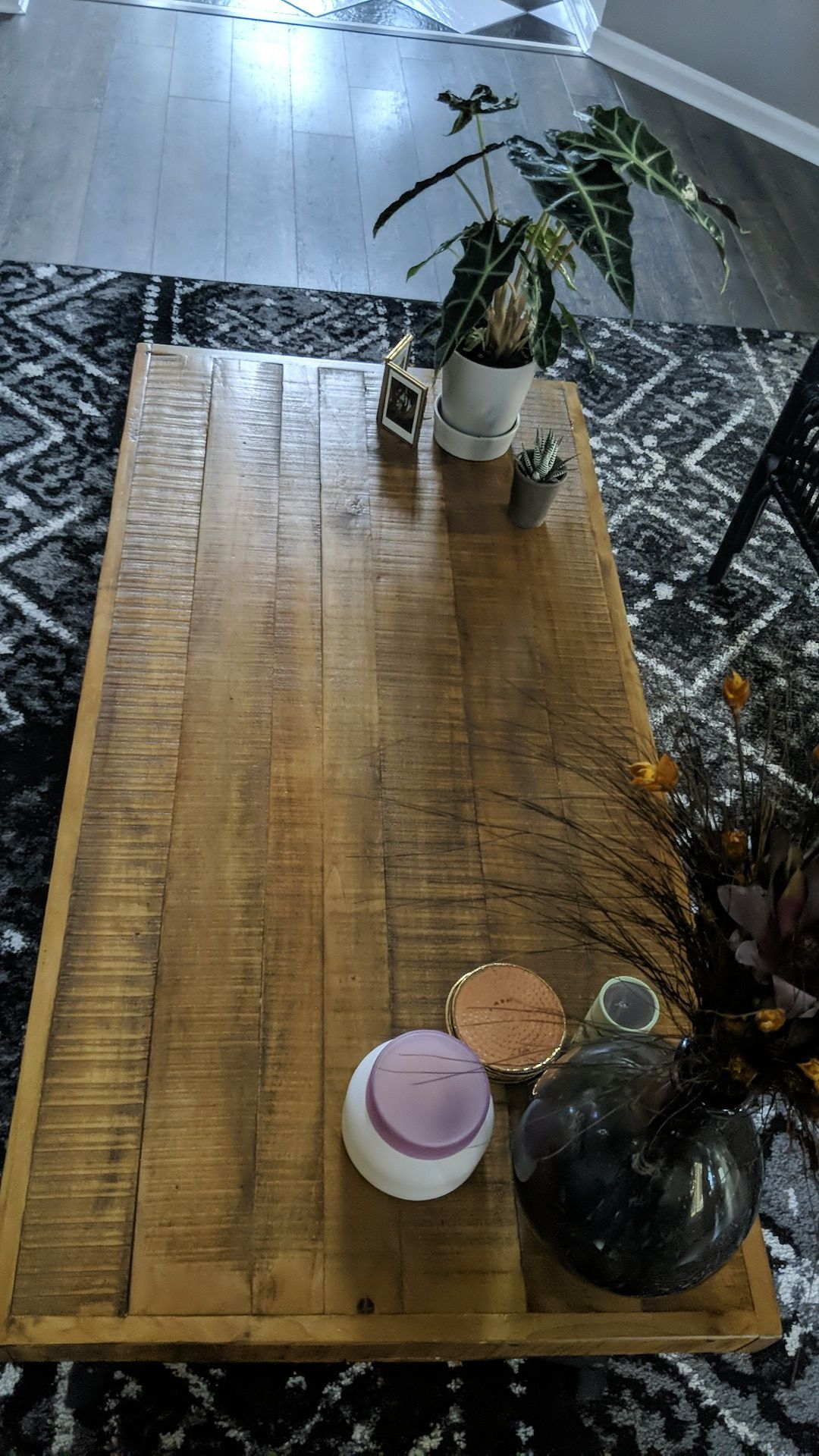 Rustic metal base solid wood Coffee Table
