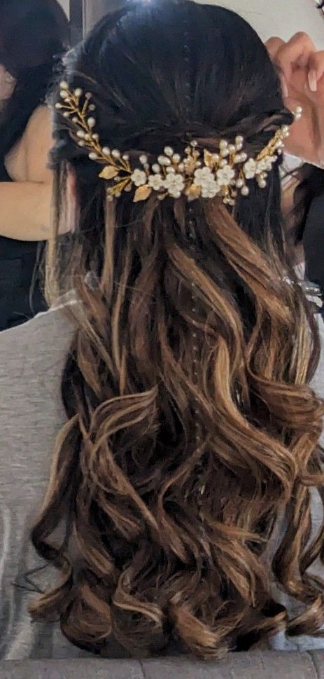 Gold White Wedding Hair Accessory