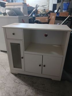 White Wood Storage Cabinet with Drawer