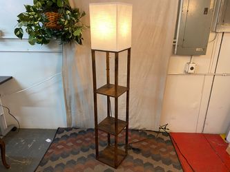 Rustic Brown Finish Shelf Lamp