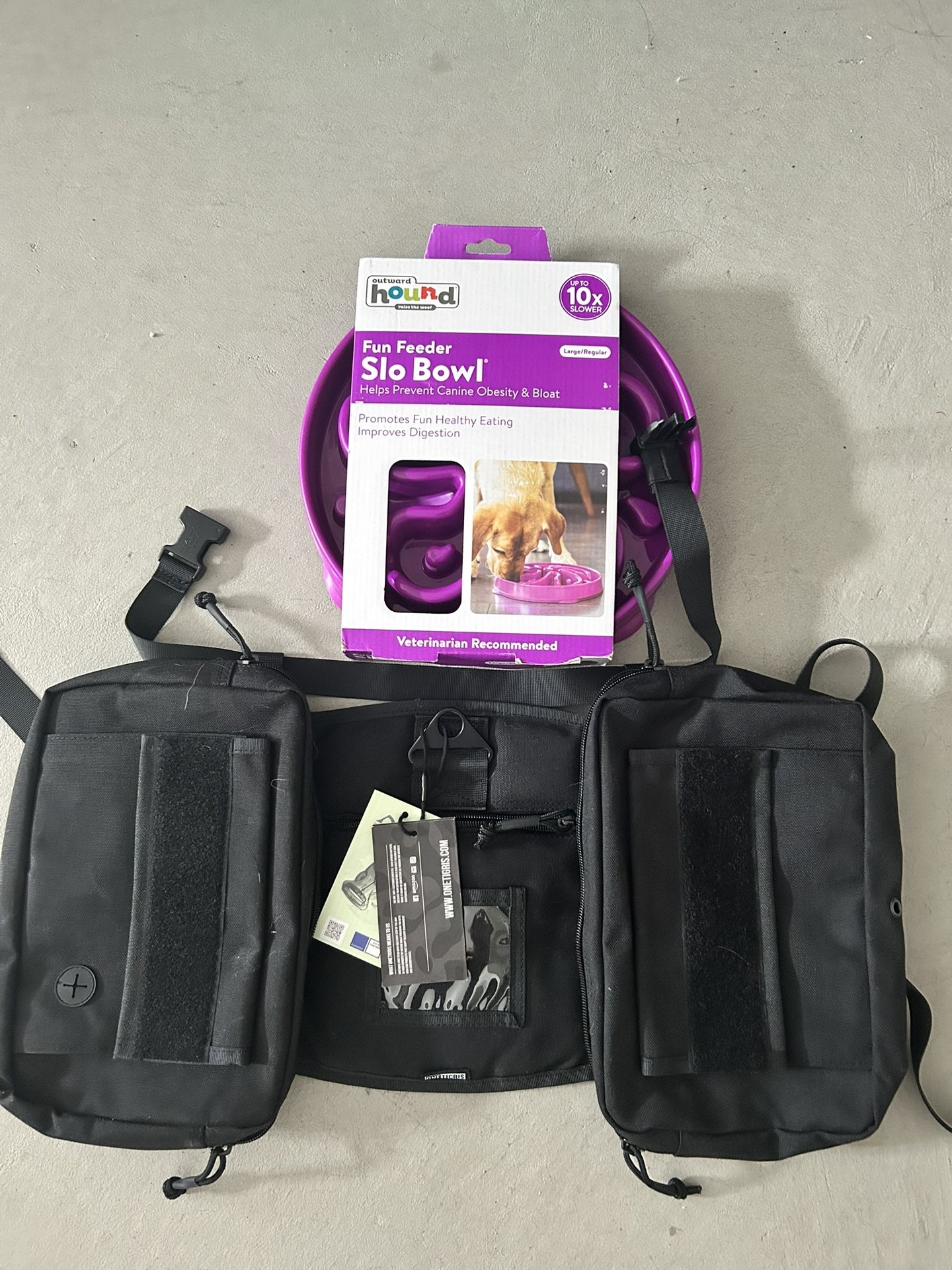 NEW Dog Harness And Dog Slow Feeding Bowl