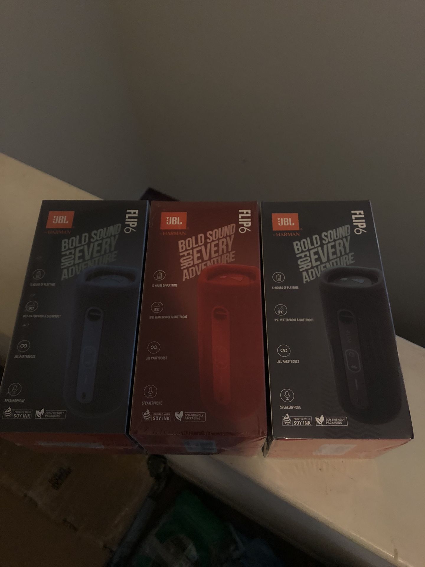 JBL Flip 6 Portable Speaker (Black, Red, Blue)