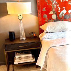 Pair Shagreen Charcoal Brown Side Tables