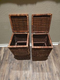 2 small wicker storage bins