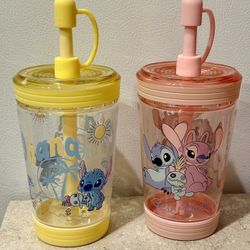 2 STITCH / Angel Tumbler Cups With Straw 