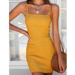 Gold Slip Dress With Straps