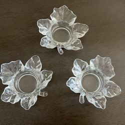 Glass Leaf Tea light Candle Holder Votive 