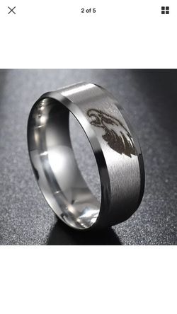 Philadelphia Eagles Silver Titanium Ring