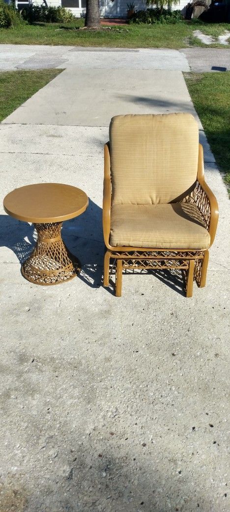 Spun Fiberglass Rocking Chair And Table
