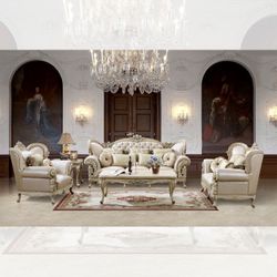 Luxury Plantation Cove White Leather Sofa Set