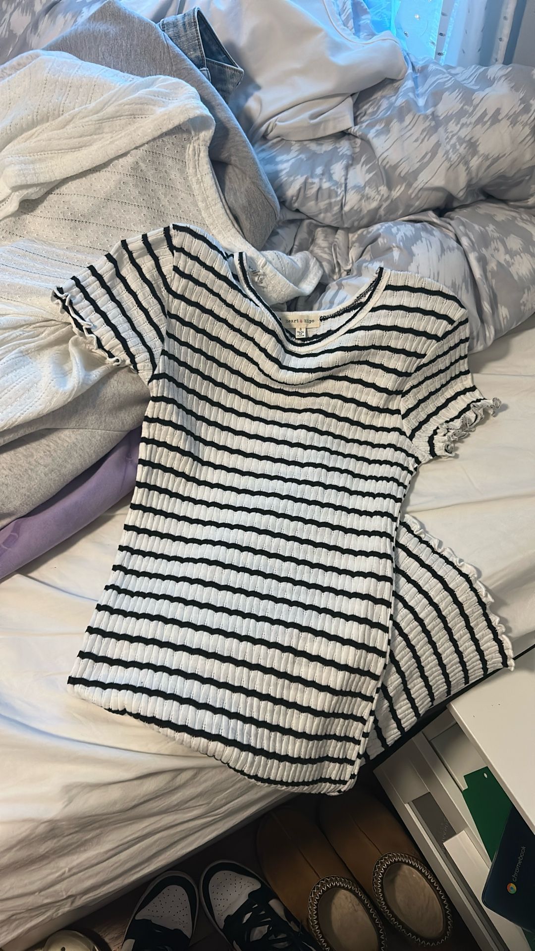 Black and white stripe Slim dress
