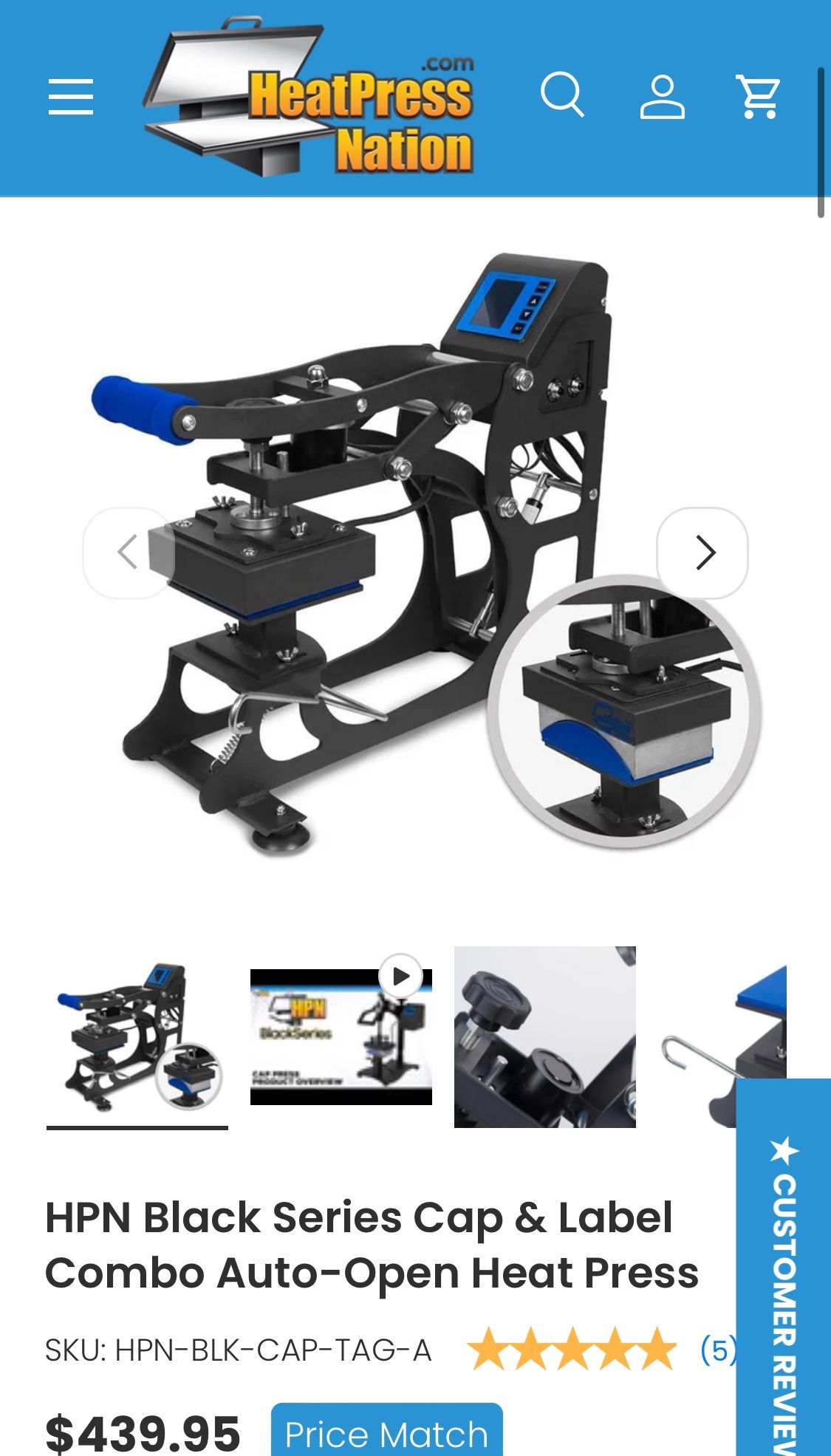 Hat press with Label Press Attachment