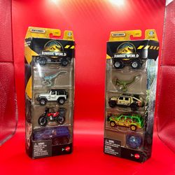 MatchBox Jurassic World Dinosaur Capture Team 5 pack Blue Velociraptor and Dilophosaurus