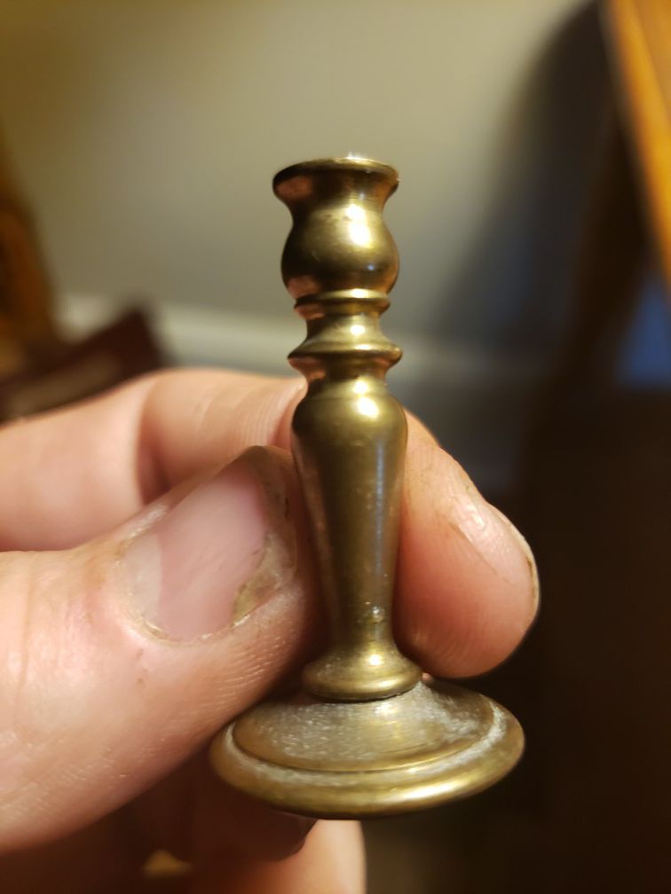 Antique salesman sample doll house brass candle stick holder