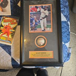 Barry Bonds Official Signed Baseball And Picture Frame