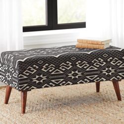 Gorgeous Accent Bench Covered In Black And White Pattern! Lowest Prices Ever!