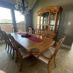 Table w/leaf, 6 Chairs, 2 captains Chairs and Buffet - OBO
