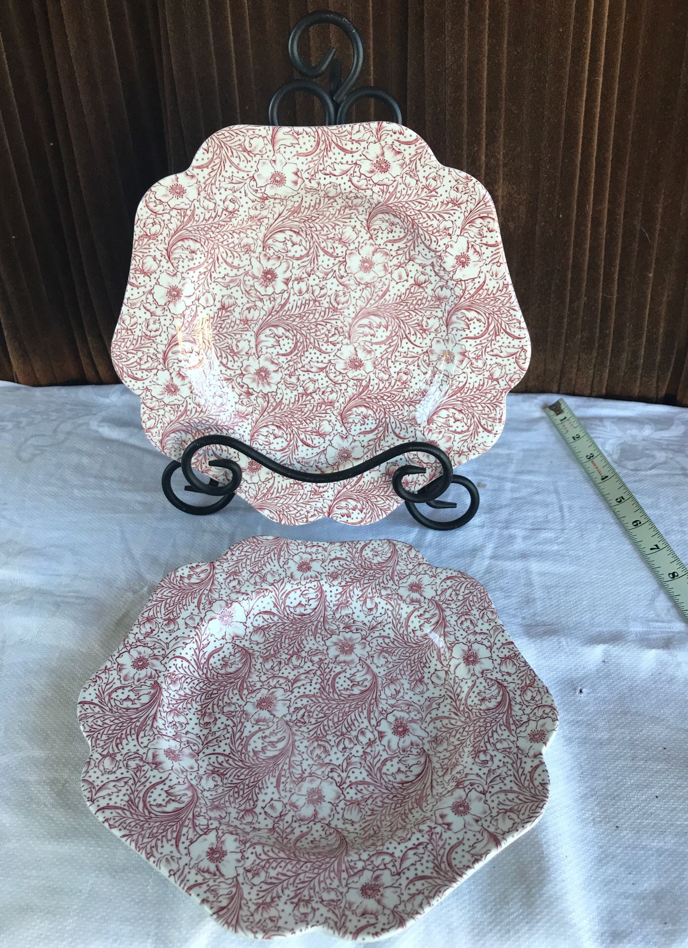 2 pink spode England plates