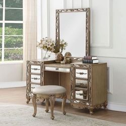 Brand New Antique Gold Vanity with Mirror Trim
