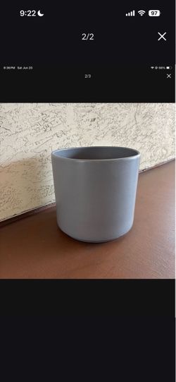 One New Grey Gray Ceramic Planter Pot