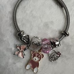 Pink Teddy Charm Bracelet 