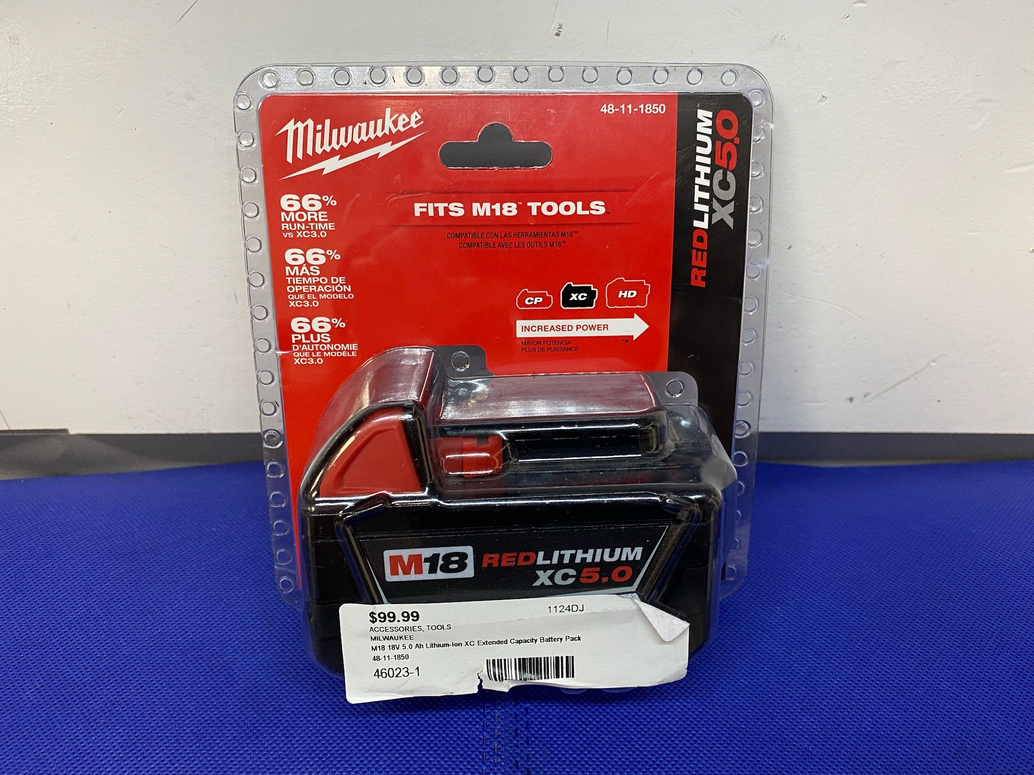 MILWAUKEE 48-11-1850 M18 18V 5.0 Ah Lithium-Ion XC Extended Capacity Battery Pack