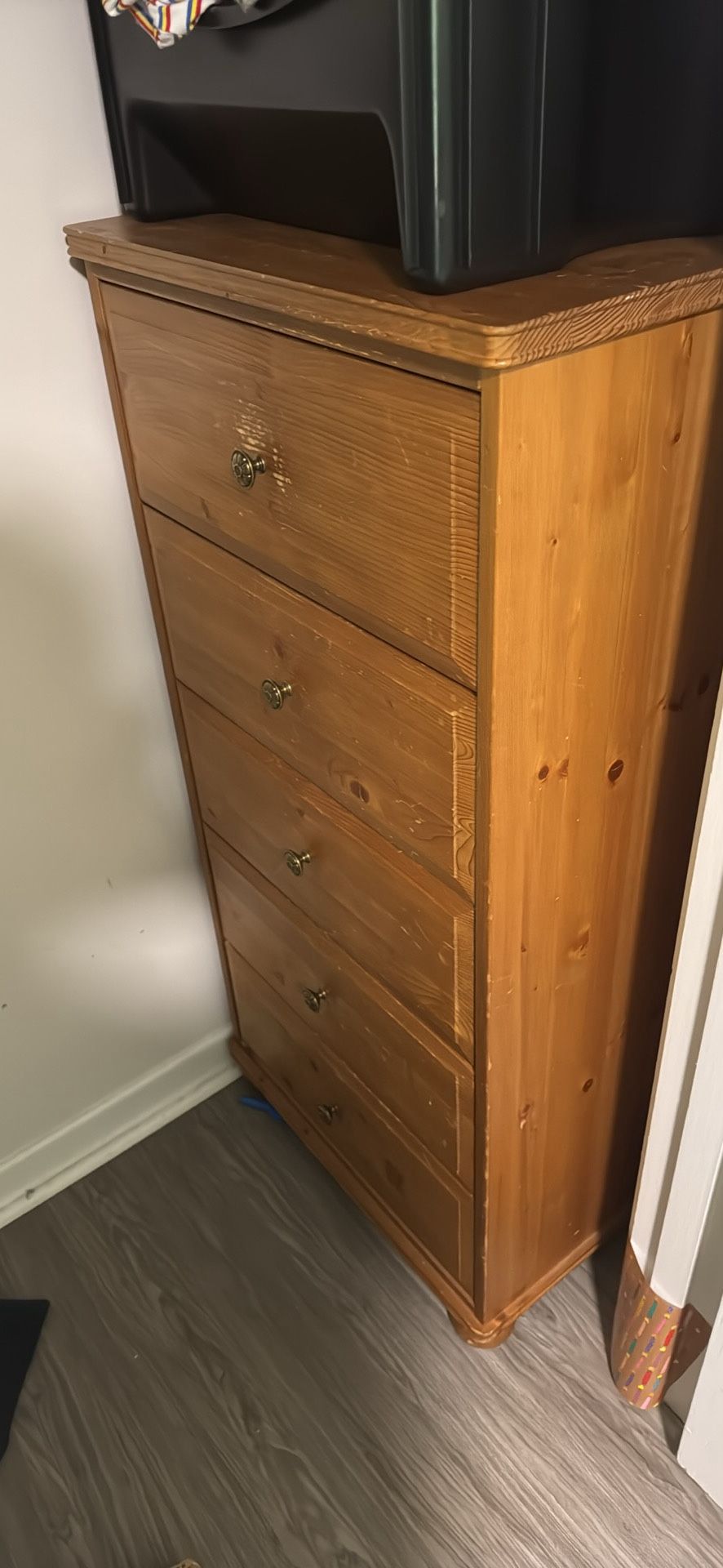 Antique real wood 5-drawer dresser