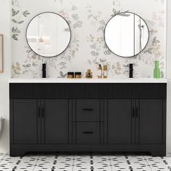 72 in. Black Double Sink Vanity