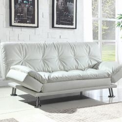 Brand New White Leatherette Futon Sofa Sleeper