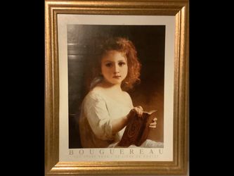 19 x 23 Framed Print of The Story Book by Boughereau