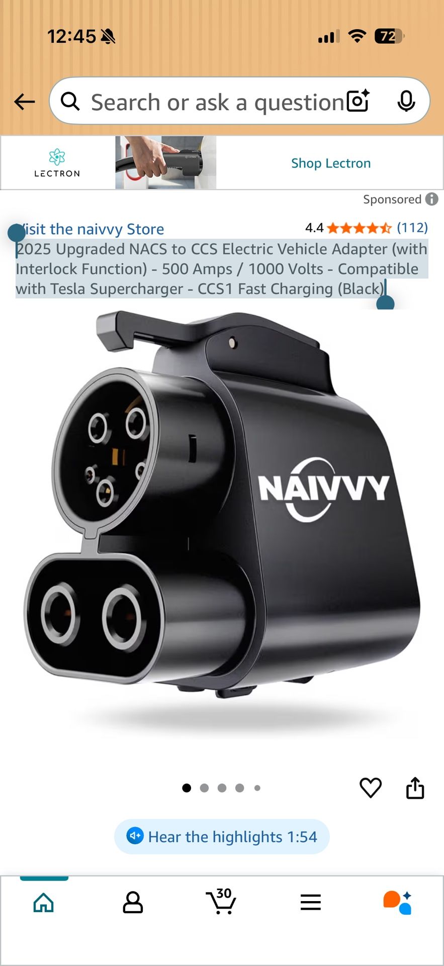 2025 Upgraded NACS to CCS Electric Vehicle Adapter (with Interlock Function) - 500 Amps / 1000 Volts - Compatible with Tesla Supercharger - CCS1 Fast