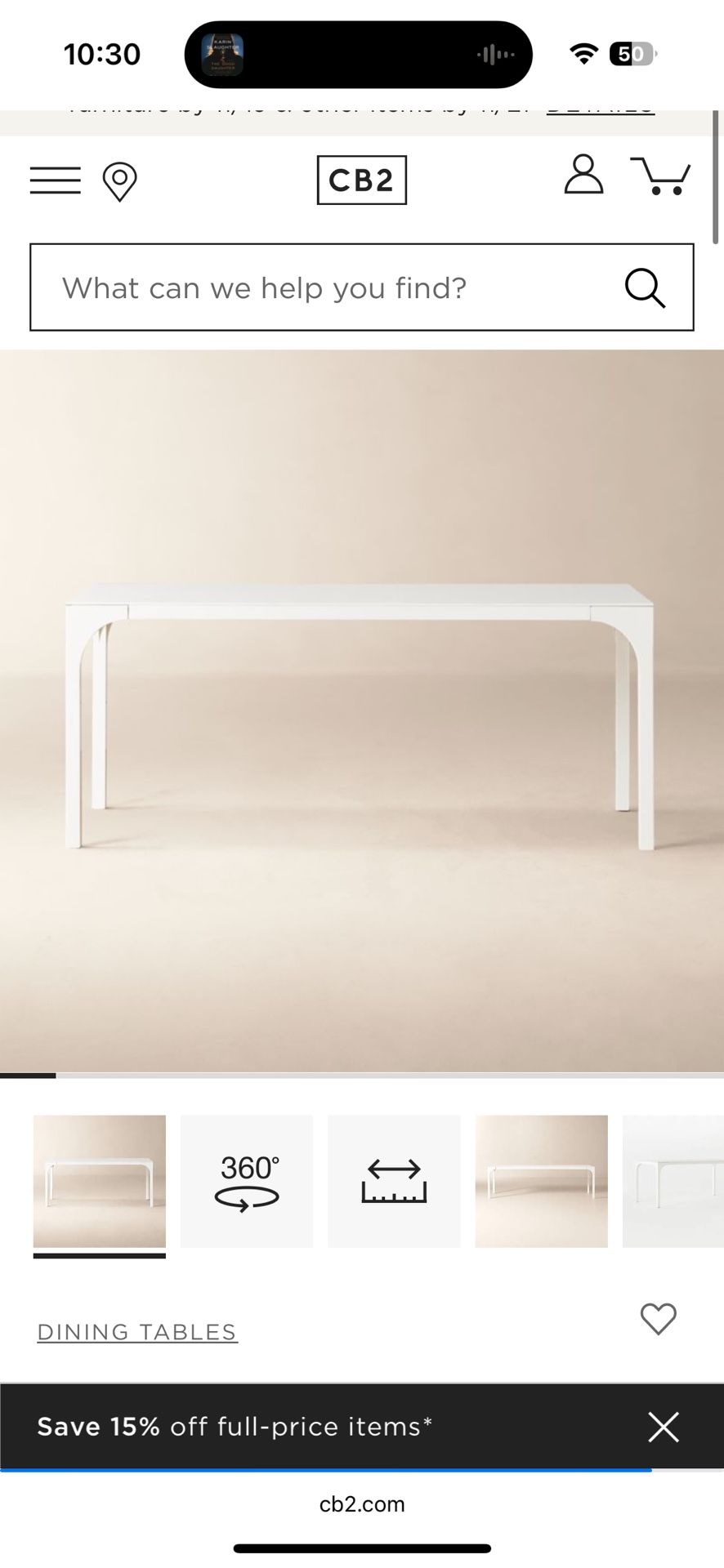 CB2 Aqua Virgo Dining Table