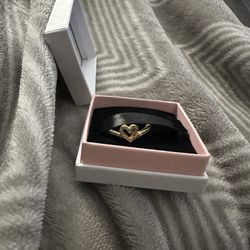 Gold Pandora Wish Sparkling Heart Ring 14k (Size 7)