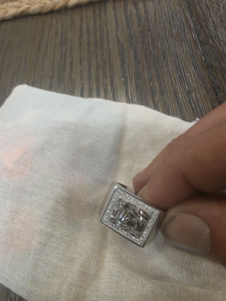 Size 12 Mens Silver Ring Moisonite