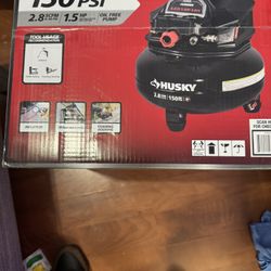 Husky 6 Gal. 150 PSI Portable Electric Oil-Free Jobsite Pancake Air Compressor with Dual Pressure Gauges and 2-Quick Couplers