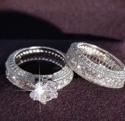 2pcs/Set  Silver Color Cubic Zirconia